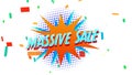 Massive saleÃÂ graphicÃÂ in orange explosion on white background